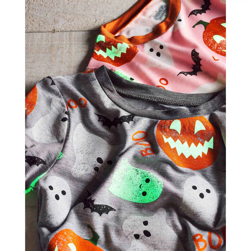Mud Pie Gray Glow-in-the-Dark Halloween Pajama Set-MUD PIE-Little Giant Kidz