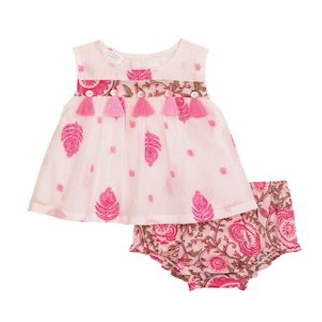 Mud Pie Mixed Block Print Pinafore Set-MUD PIE-Little Giant Kidz