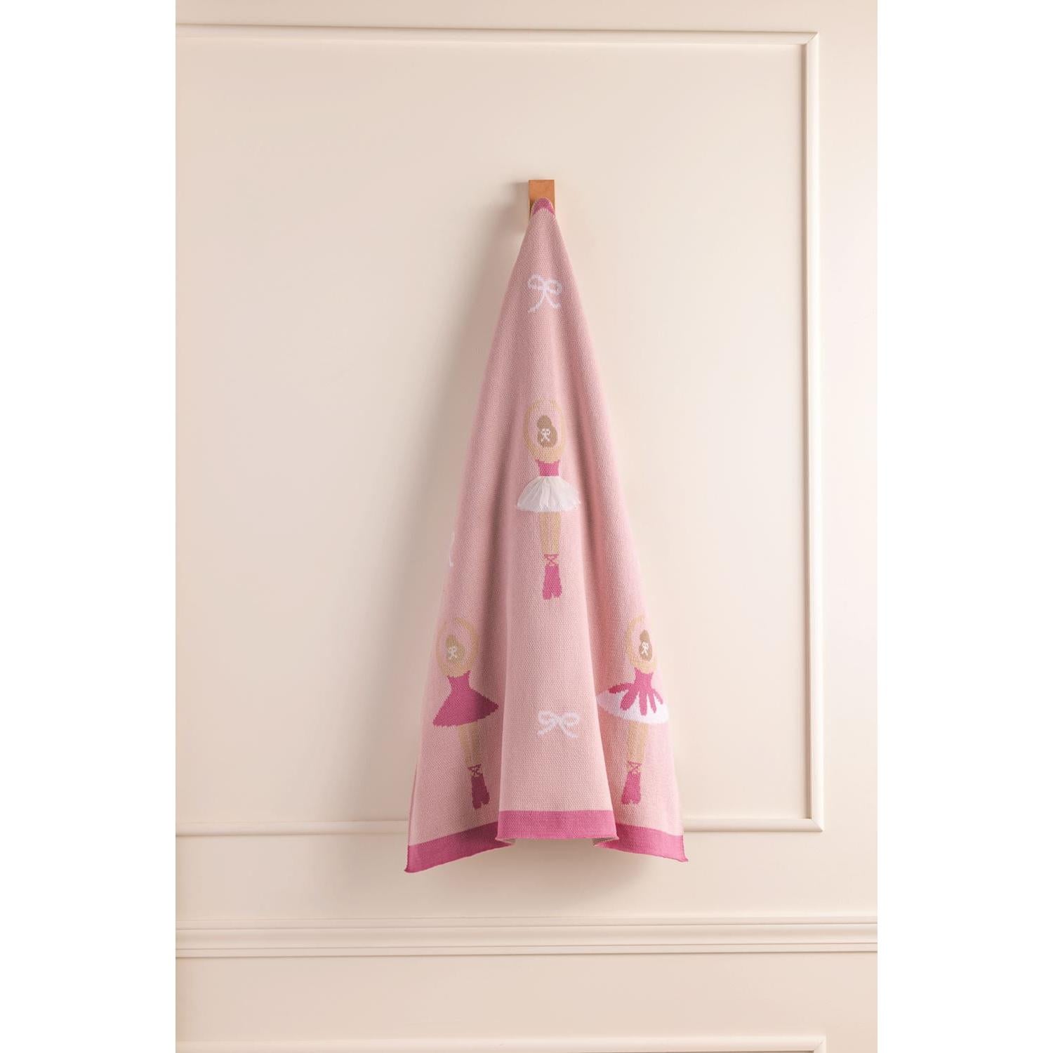 Mud Pie Pink Ballerina Knit Blanket-MUD PIE-Little Giant Kidz