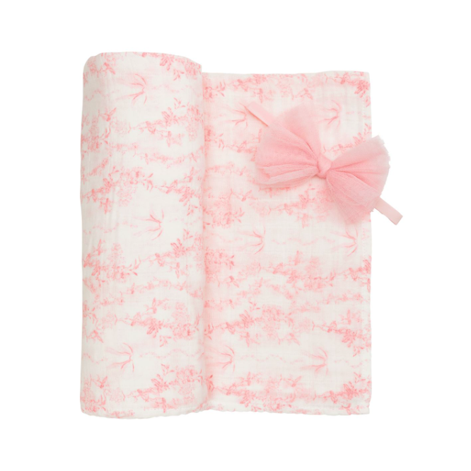 Mud Pie Pink Toile Swaddle & Headband Set-MUD PIE-Little Giant Kidz