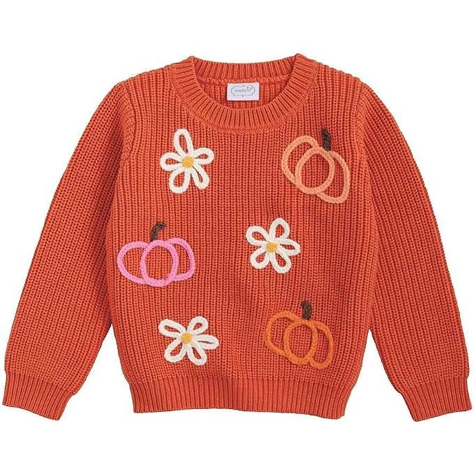 Mud Pie Pumpkin Flower Sweater-MUD PIE-Little Giant Kidz