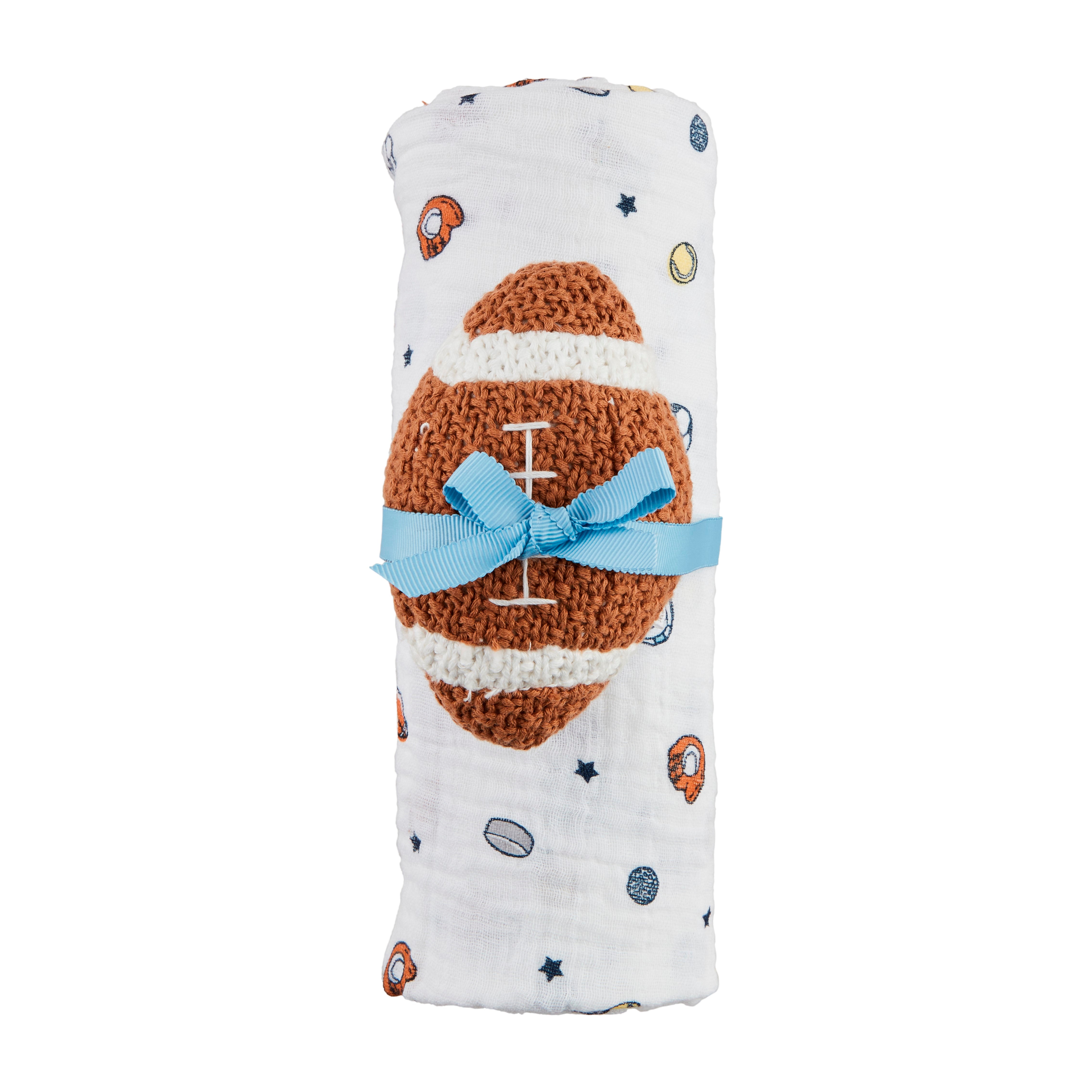 Mud Pie Sports Swaddle & Football Rattle Set-MUD PIE-Little Giant Kidz
