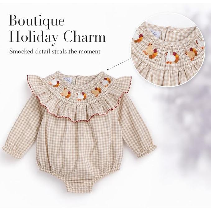 Mud Pie Turkey Smocked Bubble-MUD PIE-Little Giant Kidz