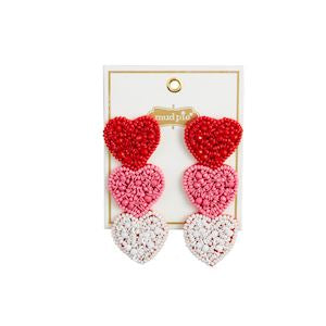 Mud Pie Valentine Beaded Earrings-MUD PIE-Little Giant Kidz