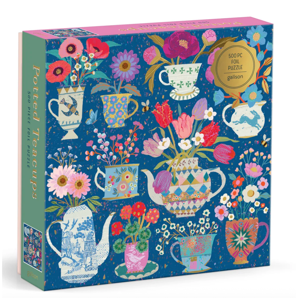 Mudpuppy Victoria Ball Potted Teacups Foil Puzzle - 500 Piece-MUDPUPPY-Little Giant Kidz