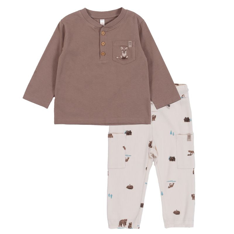 NANÖ Two-Piece T-Shirt Set- Brown-NORUK-Little Giant Kidz