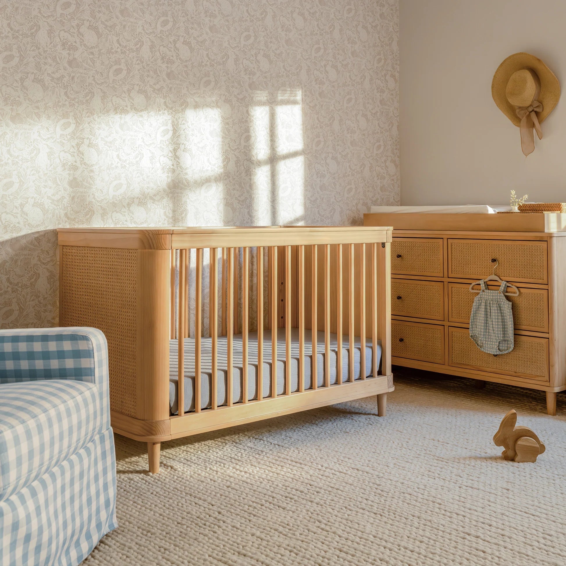 Namesake Marin with Cane 3-in-1 Convertible Crib - Honey & Honey Cane-NAMESAKE-Little Giant Kidz