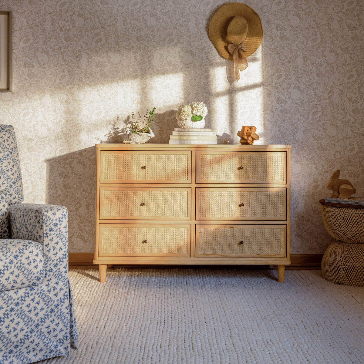 Namesake Marin with Cane 6 Drawer Assembled Dresser - Honey & Honey Cane-NAMESAKE-Little Giant Kidz