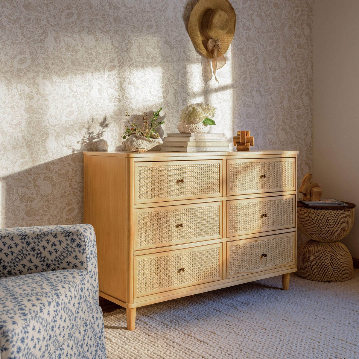 Namesake Marin with Cane 6 Drawer Assembled Dresser - Honey & Honey Cane-NAMESAKE-Little Giant Kidz