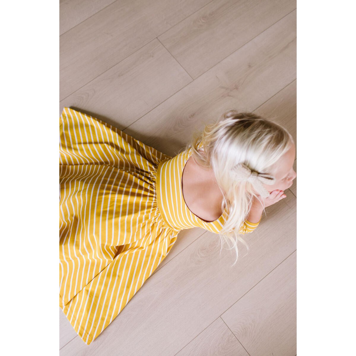 Ollie Jay Mustard Stripe Emile Twirl Dress-Ollie Jay-Little Giant Kidz