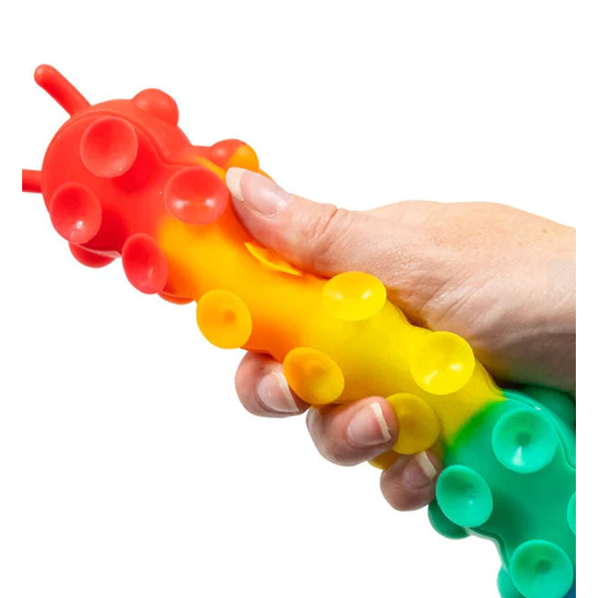 One For Fun Light Up Suction Push Popper Rainbow Caterpillar-One For Fun-Little Giant Kidz