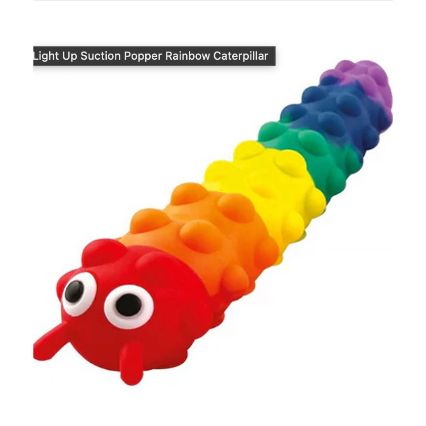 One For Fun Light Up Suction Push Popper Rainbow Caterpillar-One For Fun-Little Giant Kidz