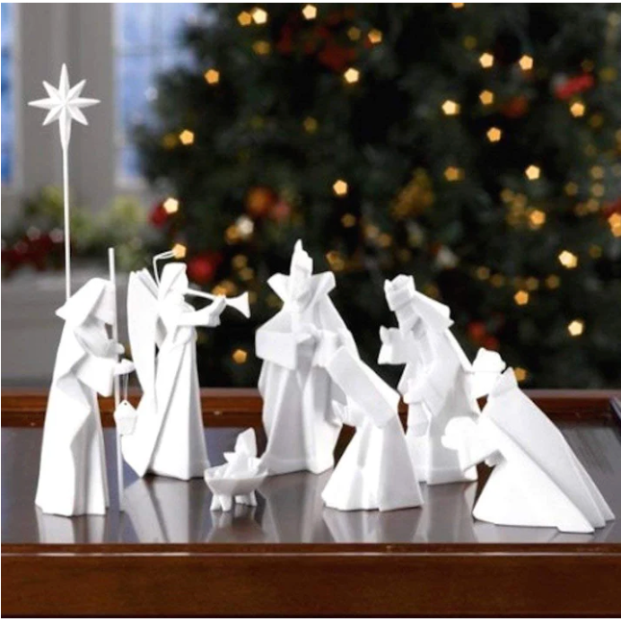 One Hundred 80 Degrees Origami Porcelain Nativity Large St/7 2"-10"-ONE HUNDRED 80 DEGREES-Little Giant Kidz