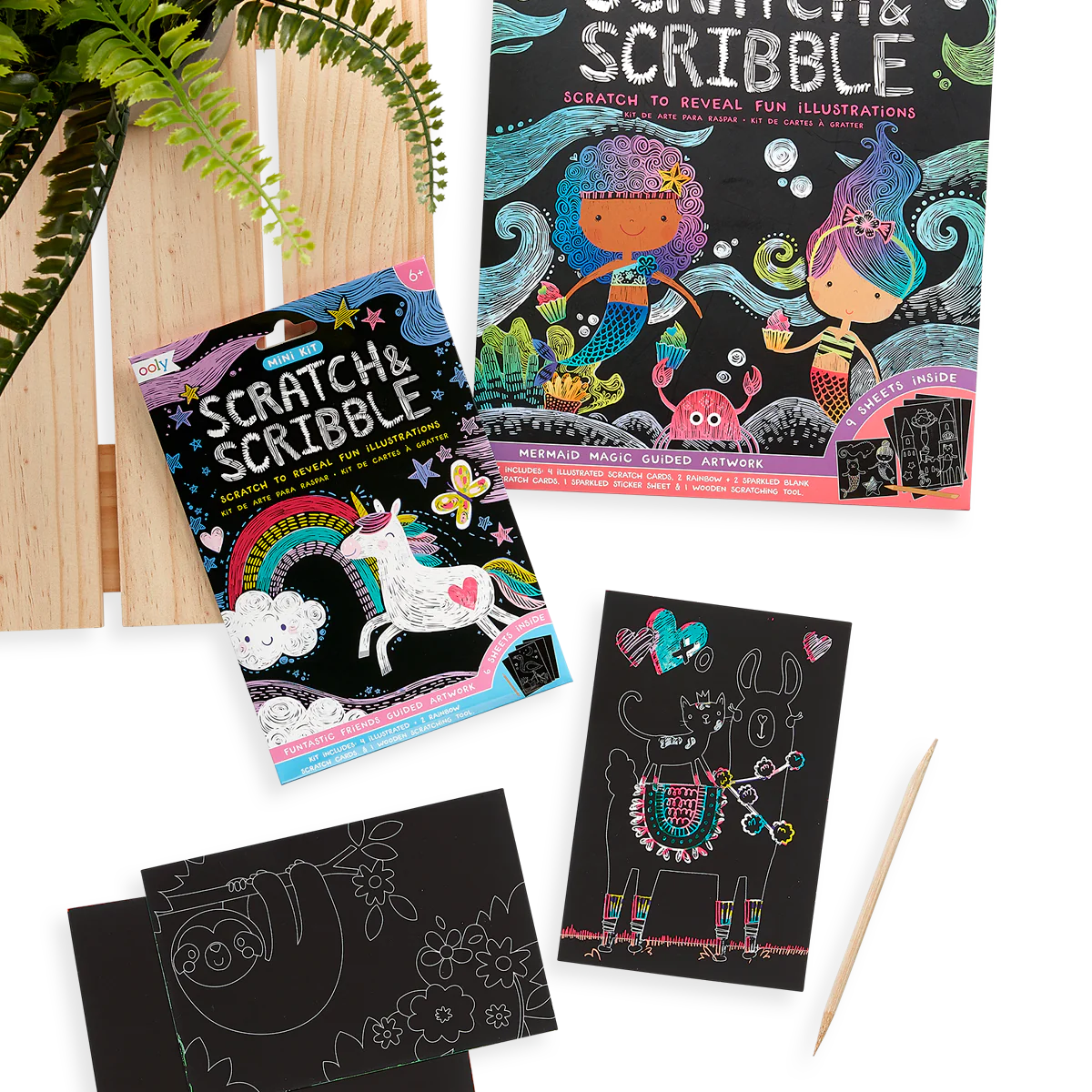 Ooly Funtastic Friends Scratch and Scribble Mini Scratch Art Kit-OOLY-Little Giant Kidz