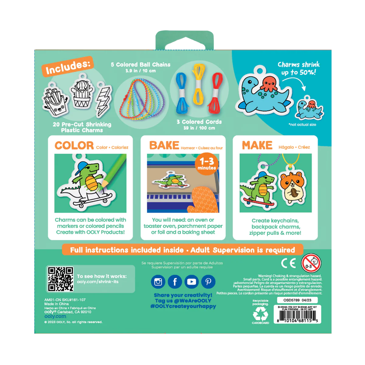 Ooly Shrink-its! DIY Shrink Art Kit Fun Friends