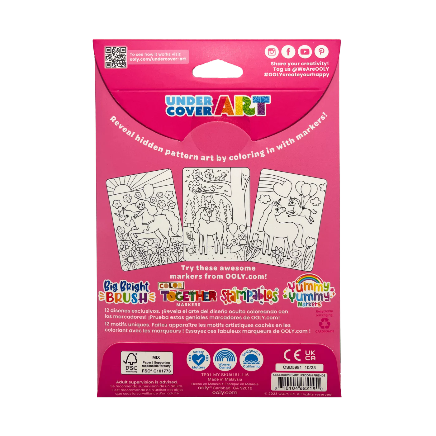 Ooly Undercover Art Hidden Pattern Coloring Activity Art Cards - Unicorn Friends-OOLY-Little Giant Kidz