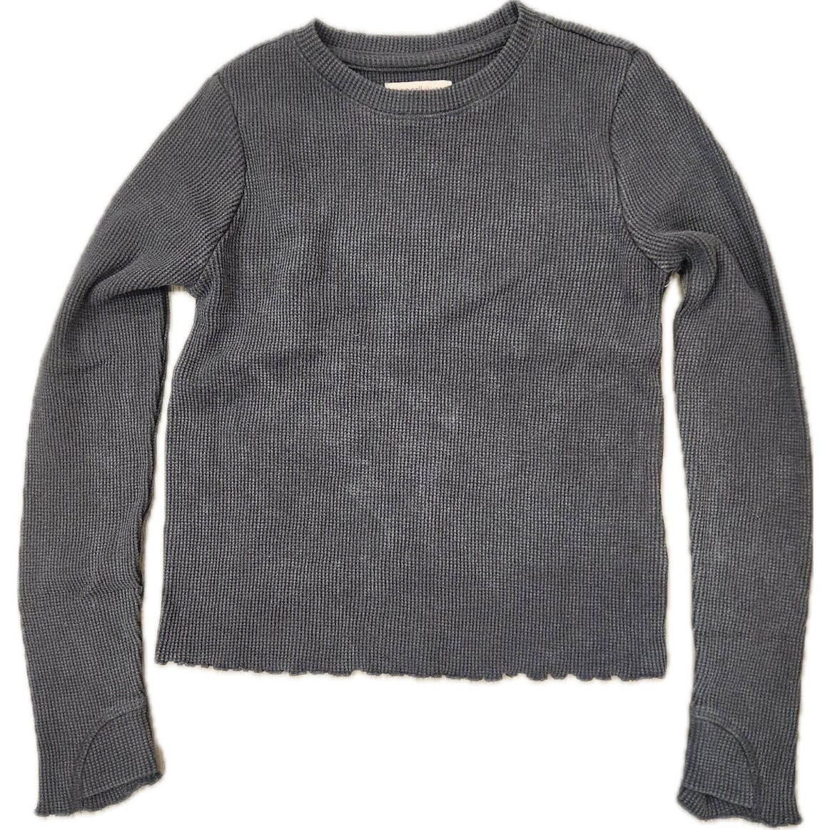 Paper Flower Acid Wash Thumbhole T-Shirt Long Sleeve-Asphalt-Paper Flower-Little Giant Kidz