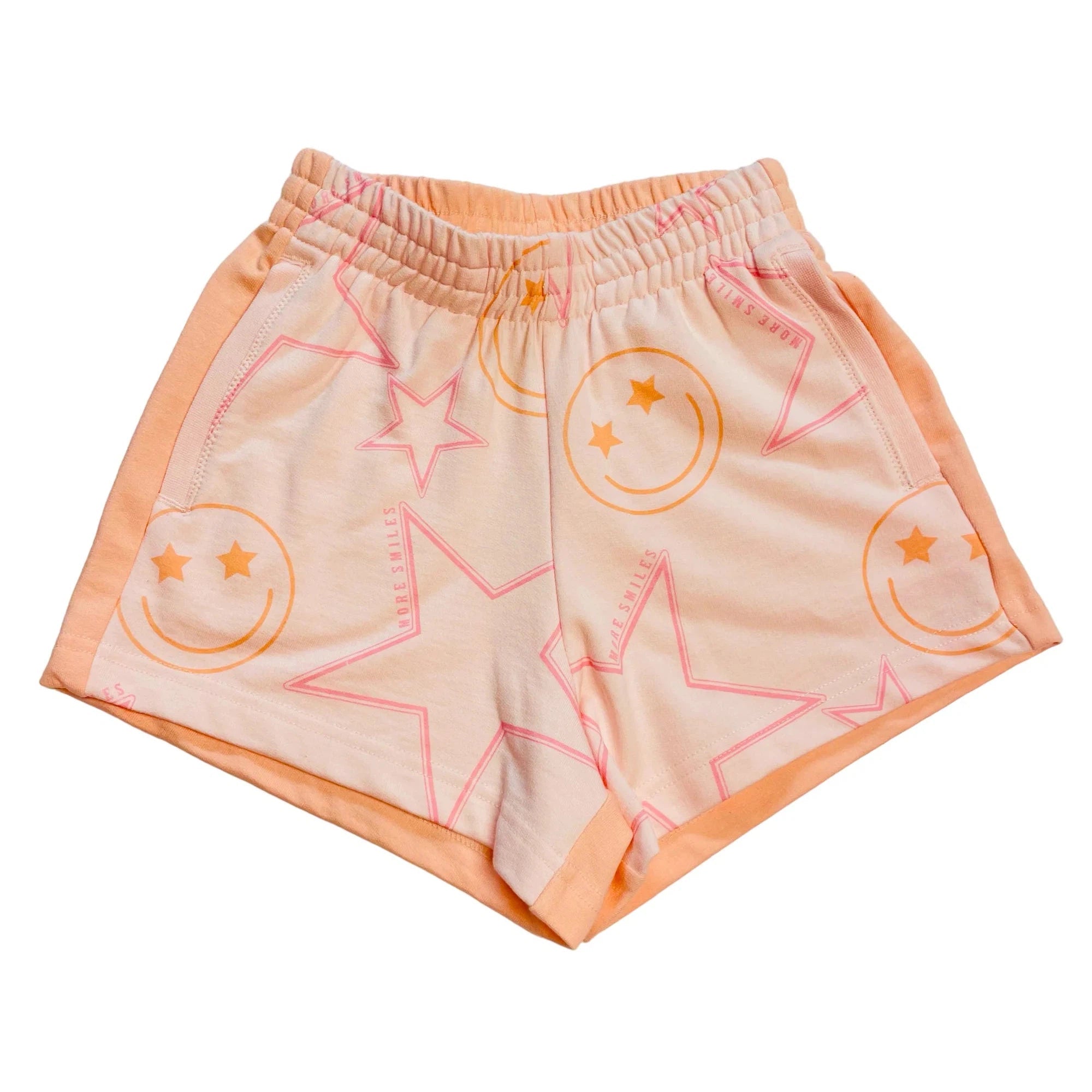 Paper Flower Color Blocked All Over Print Happy Face & Star Shorts - Heavenly Pink-Paper Flower-Little Giant Kidz