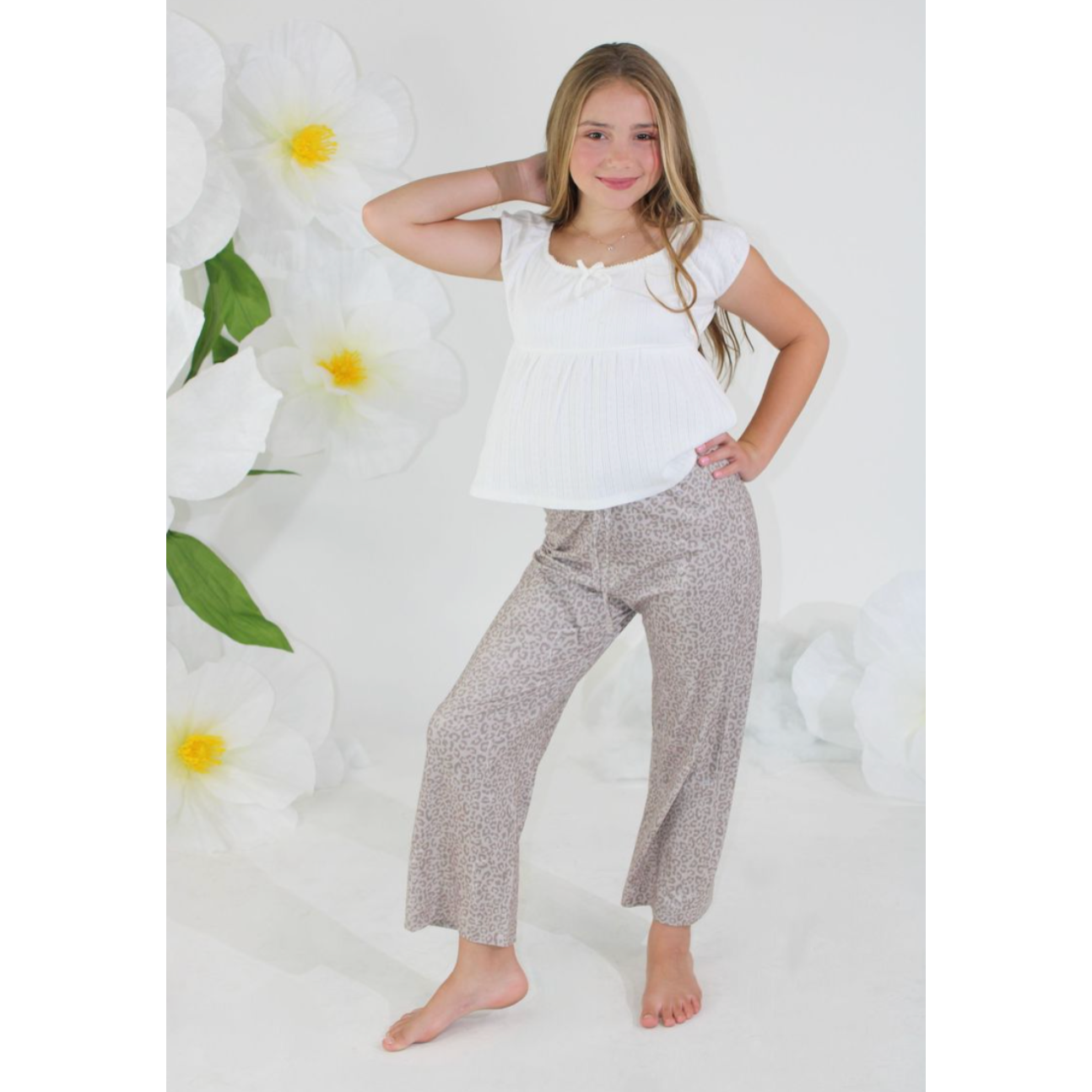 Paper Flower Distressed Animal Print Pants-Paper Flower-Little Giant Kidz