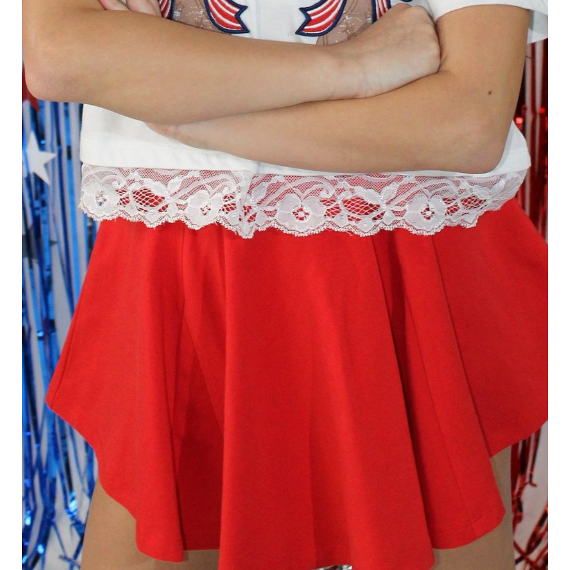 Paper Flower Pleated Skort- High Risk Red-Paper Flower-Little Giant Kidz