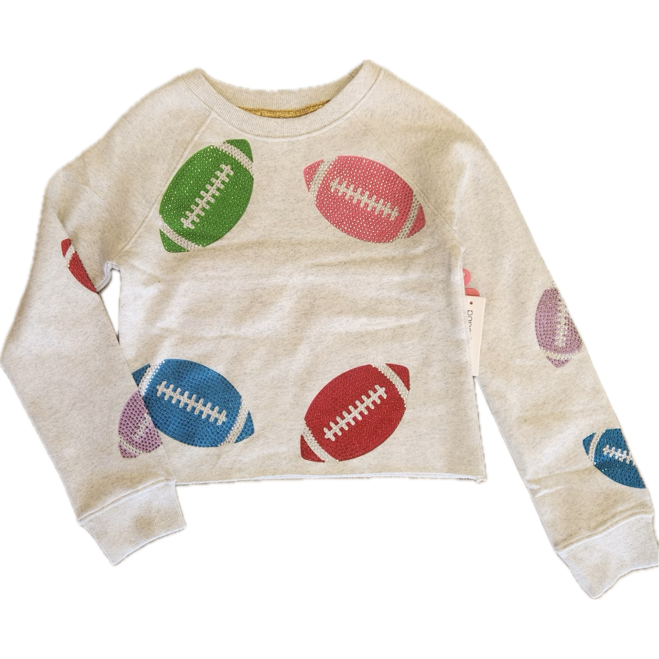 Paper Flower Rhinestone Footballs Sweatshirt-Paper Flower-Little Giant Kidz