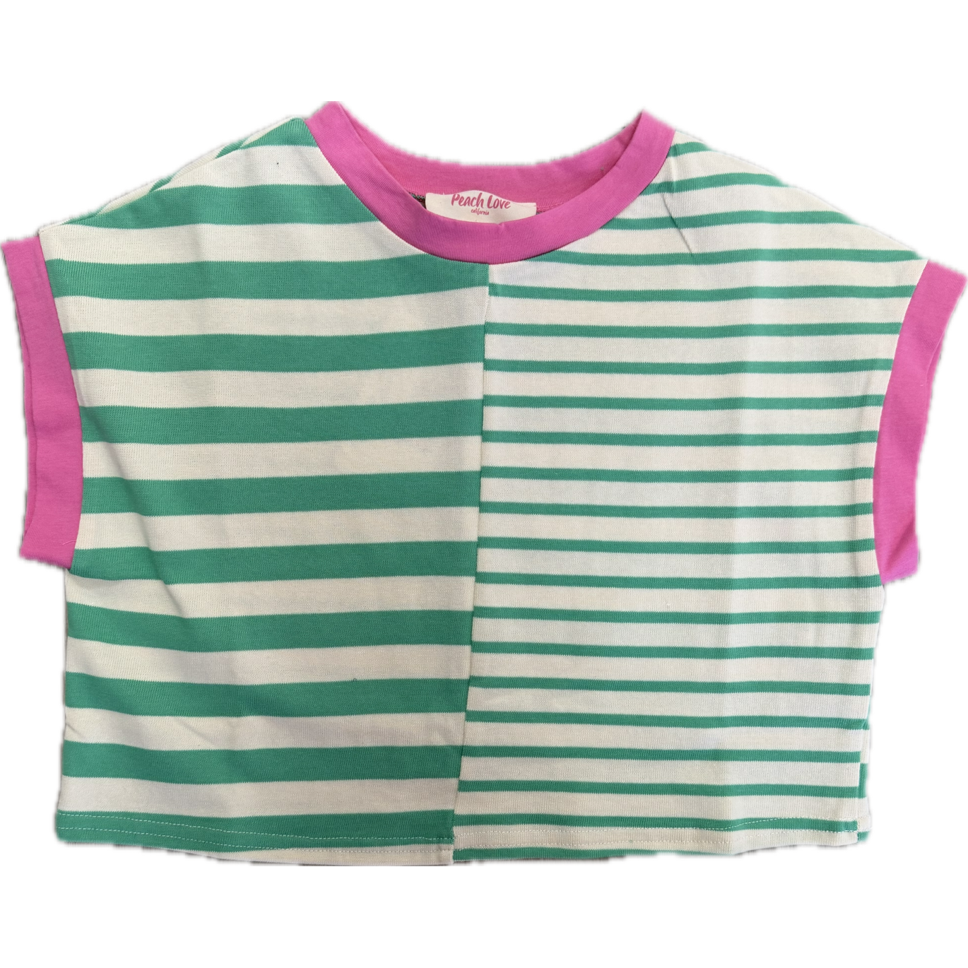 Peach Love Sleeveless Stripe Colorblock Top- Green & Pink-Peach Love-Little Giant Kidz