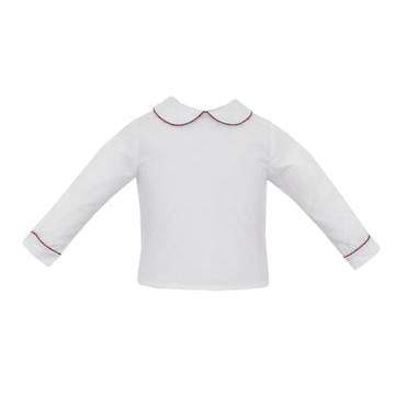 Petit Bebe Charles - White Boy'S Shirt W/ Red Pipping Long Sleeve-PETIT BEBE-Little Giant Kidz