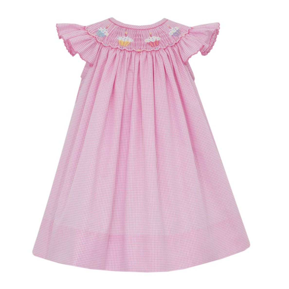 Petit Bebe Cup Cakes Girl- Pink Check Angel Wing Bishop-PETIT BEBE-Little Giant Kidz