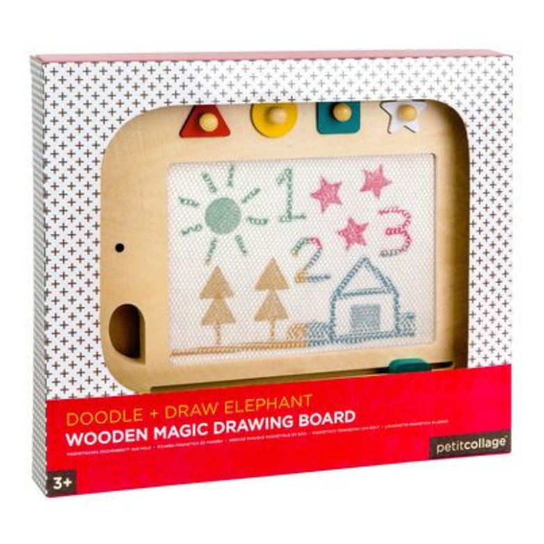 Petit Collage Doodle + Draw Elephant Wooden Magic Drawing Board-Petit Collage-Little Giant Kidz