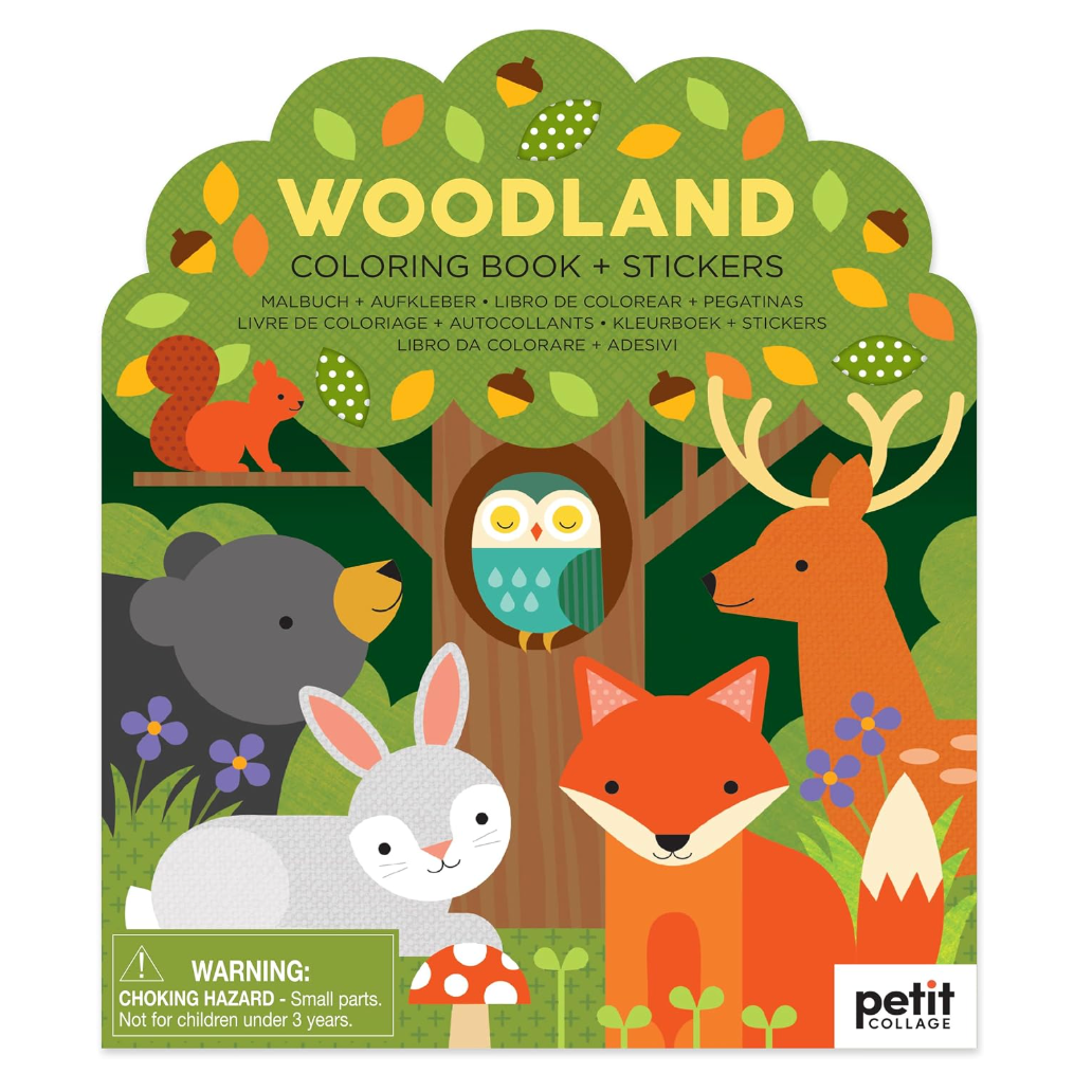 Petit Collage Woodland Coloring Book and Stickers-Petit Collage-Little Giant Kidz