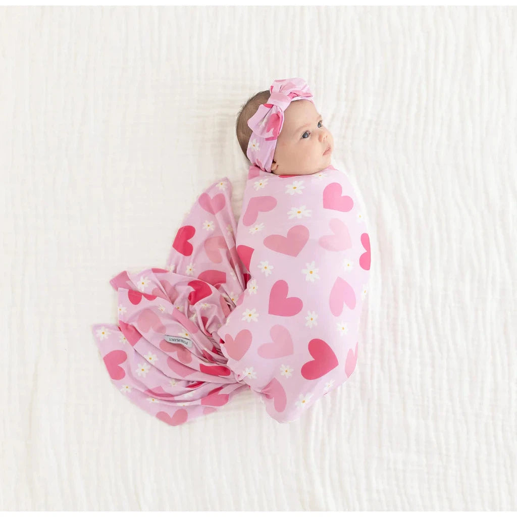 Posh Peanut Daisy Love Infant Swaddle and Headwrap Set-POSH PEANUT-Little Giant Kidz