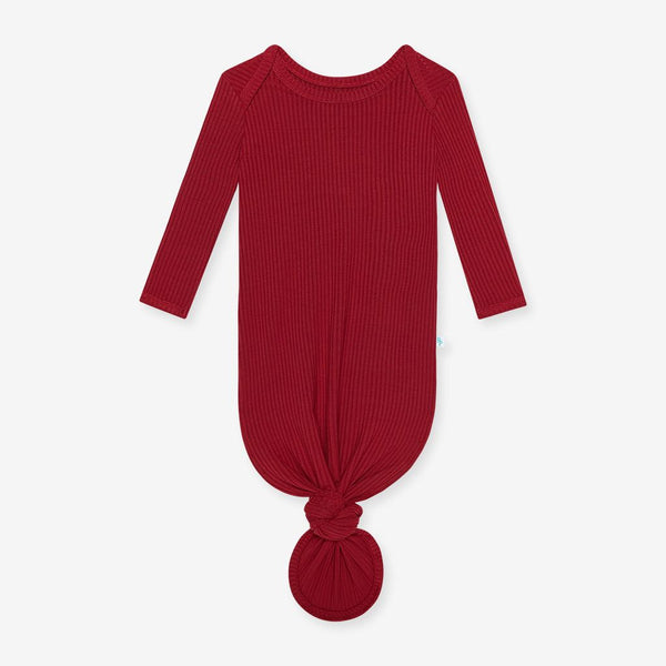 Posh Peanut Dark Red Ribbed Basic Knotted Gown-POSH PEANUT-Little Giant Kidz