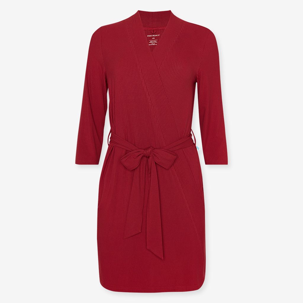 Posh Peanut Dark Red Ribbed Robe