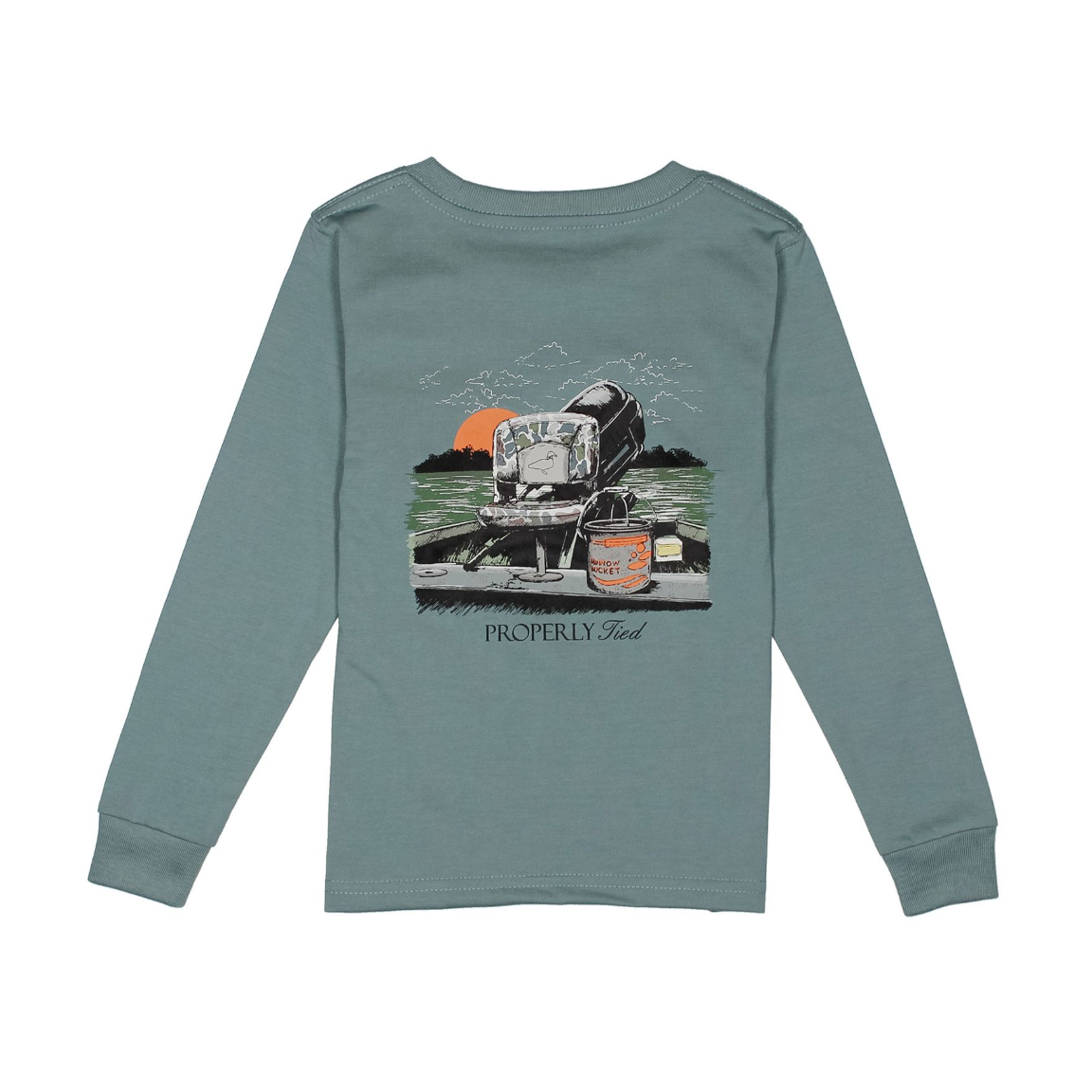 Properly Tied Boys Long Sleeve- Gone Fishin' Steel Blue-Properly Tied-Little Giant Kidz