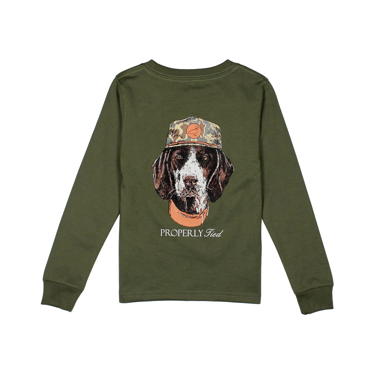 Properly Tied Boys Long Sleeve- Man's Best Friend Olive-Properly Tied-Little Giant Kidz