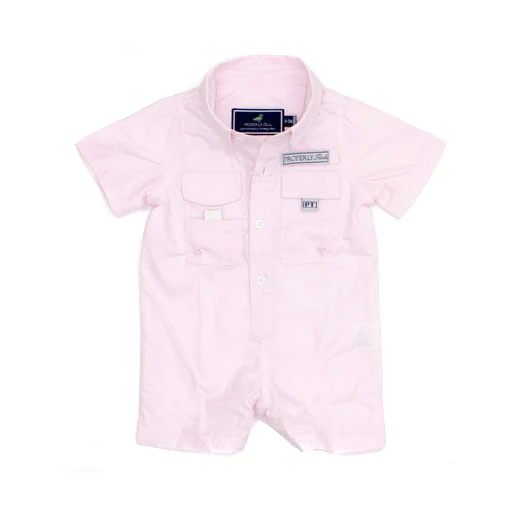 Properly Tied Light Pink Baby Performance Fishing Shortall-Properly Tied-Little Giant Kidz