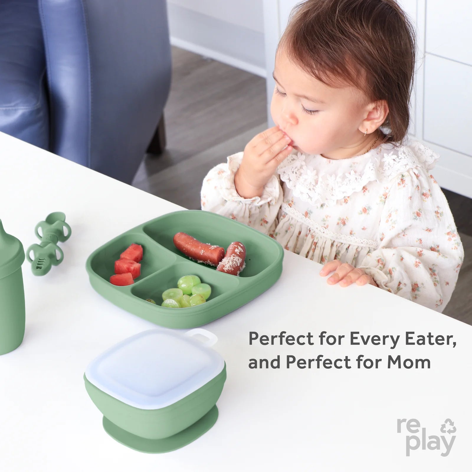 Re-Play Silicone Suction Divided Plate-RE-PLAY WHOLESALE-Little Giant Kidz