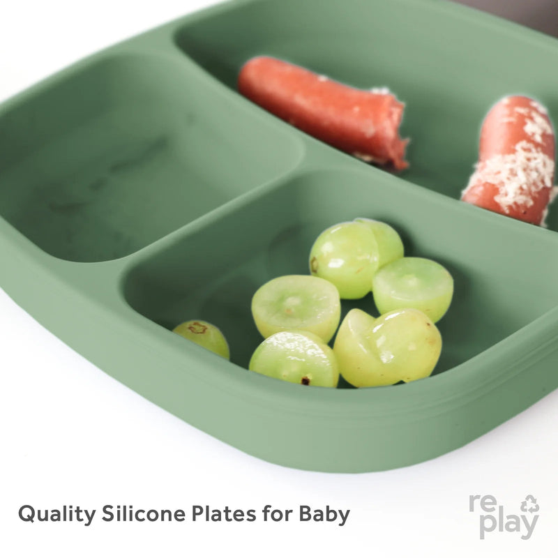 Re-Play Silicone Suction Divided Plate-RE-PLAY WHOLESALE-Little Giant Kidz