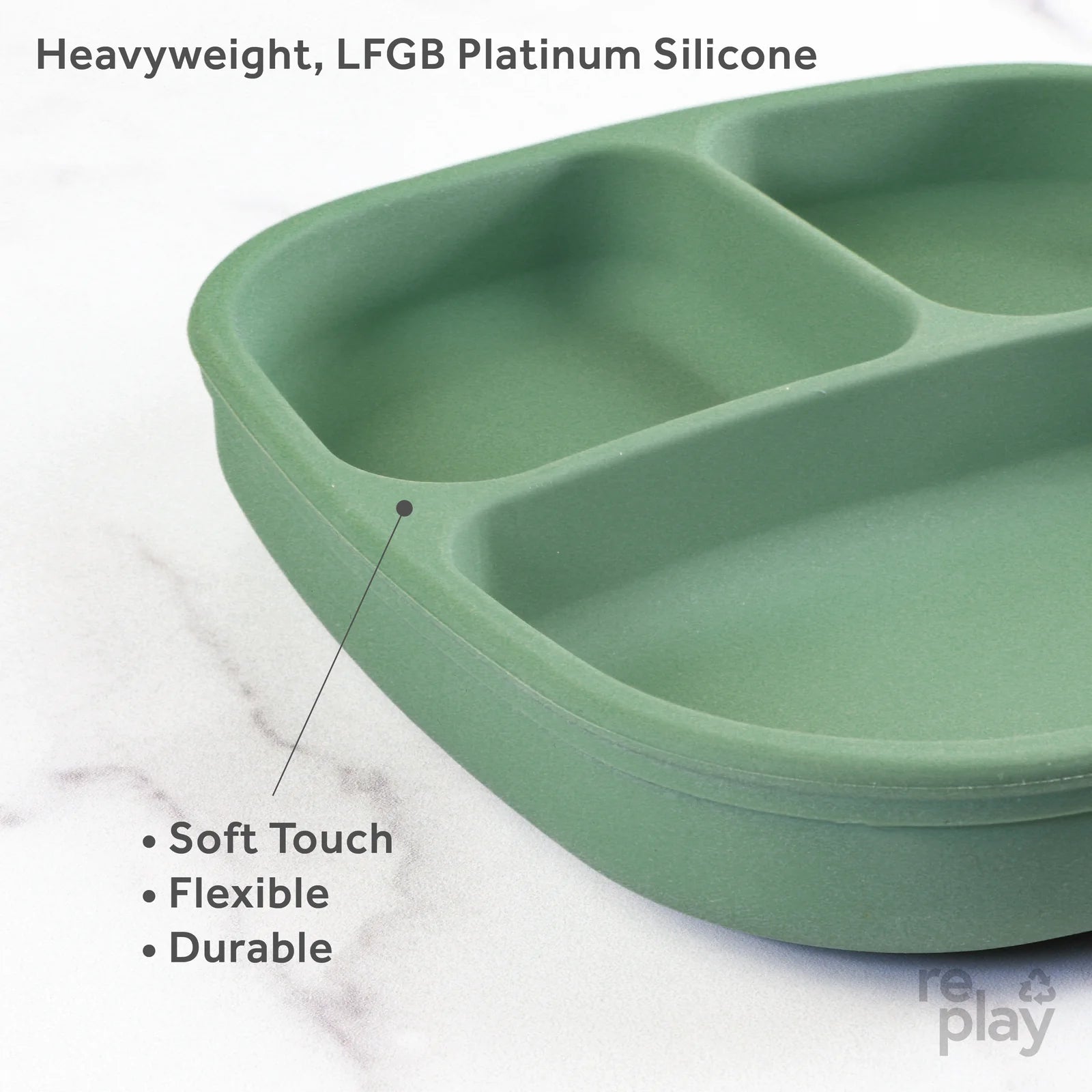 Re-Play Silicone Suction Divided Plate-RE-PLAY WHOLESALE-Little Giant Kidz