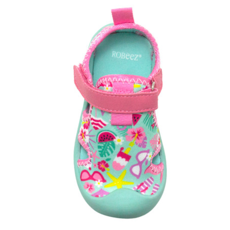 Robeez Water Shoes Tropical Paradise Water Shoes - Pink/Turquoise-ROBEEZ-Little Giant Kidz