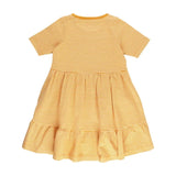 RuffleButts Tiny Honey Stripe Knit Short Sleeve Ruffle Dress-RUFFLEBUTTS-Little Giant Kidz