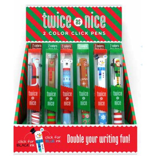 SNIFTY Twice as Nice 2 Color Click Pens - Holiday