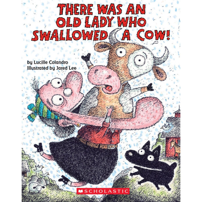 Scholastic: There Was an Old Lady Who Swallowed a Cow! (Board Book)-Scholastic-Little Giant Kidz