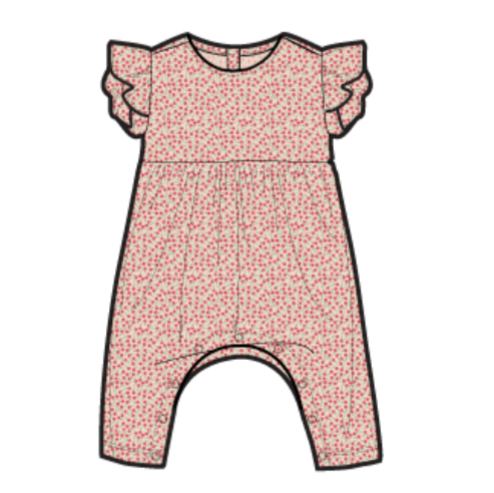 TEA Tulip Sleeve Baby Romper-rose