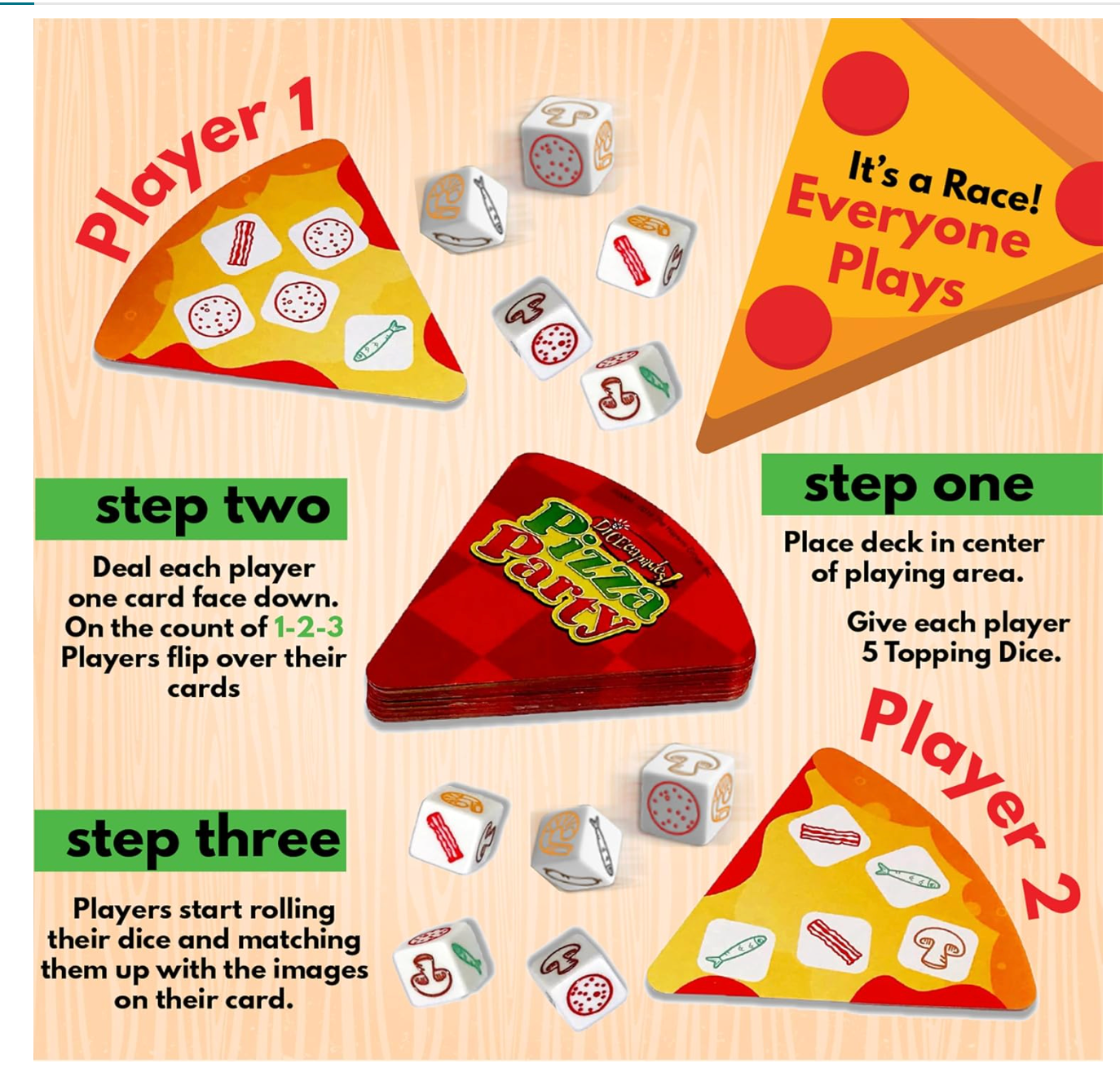 University Games Pizza Party Card and Dice Game