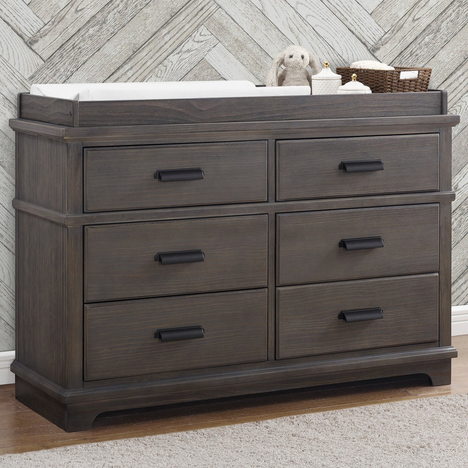 Simmons Kids Asher 6 Drawer Dresser with Change Top Tray - Rustic Grey-DELTA-Little Giant Kidz