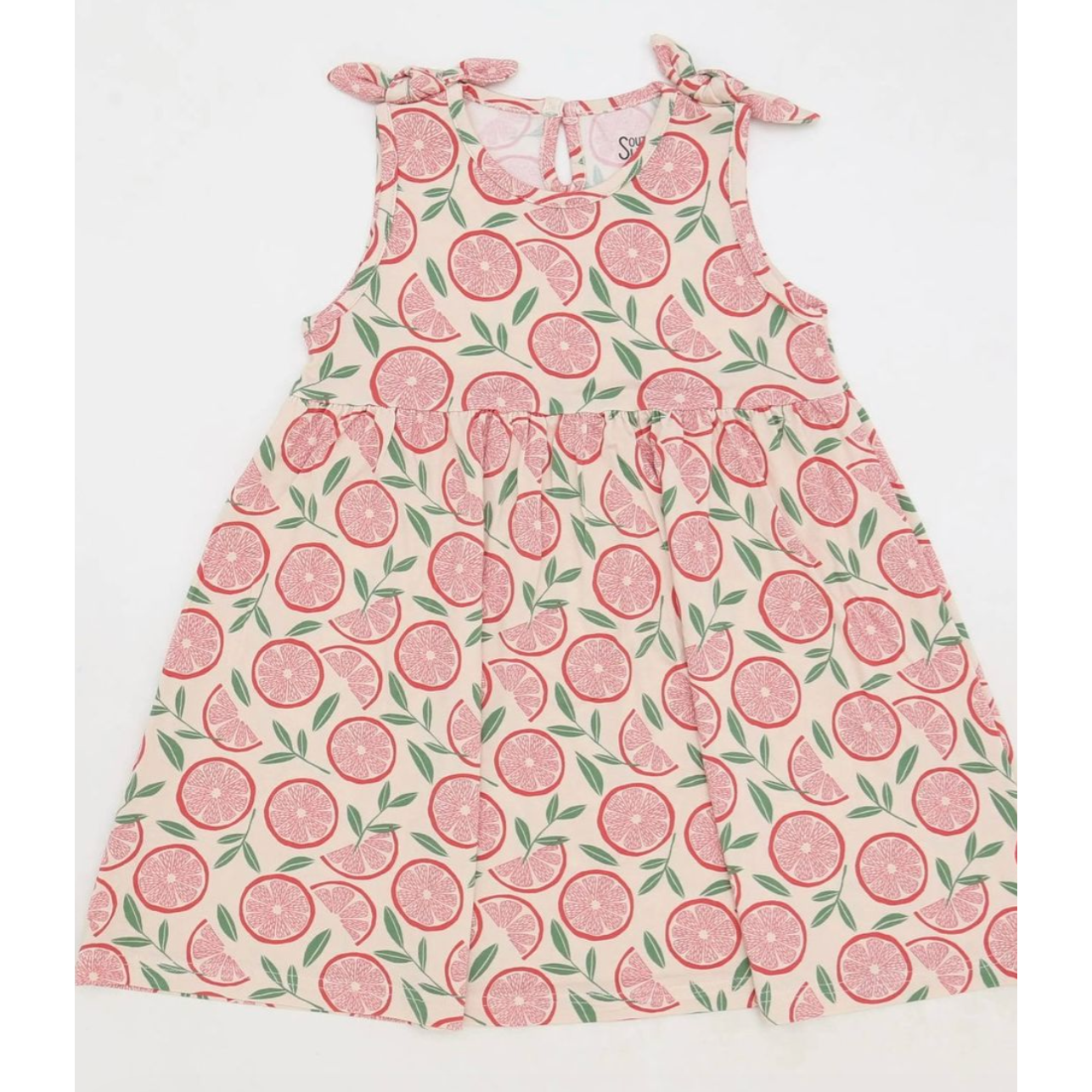 Southern Slumber Shoulder Tie Dress- Grapefruit-Southern Slumber-Little Giant Kidz