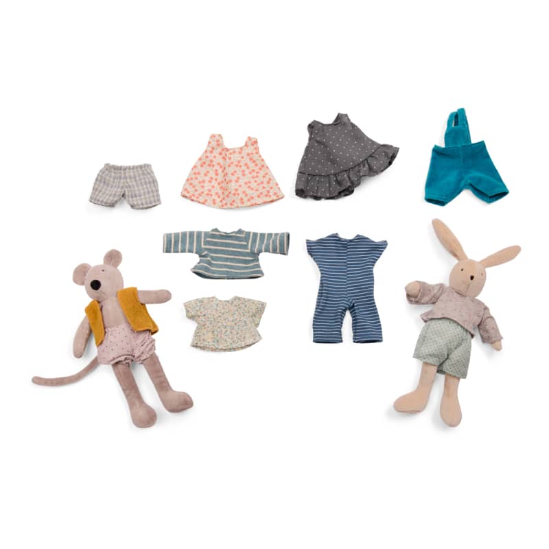 Speedy Monkey Suitcase - Rabbit & Mouse Wardrobe - Stuffed Toy - Moulin Roty-Speedy Monkey-Little Giant Kidz