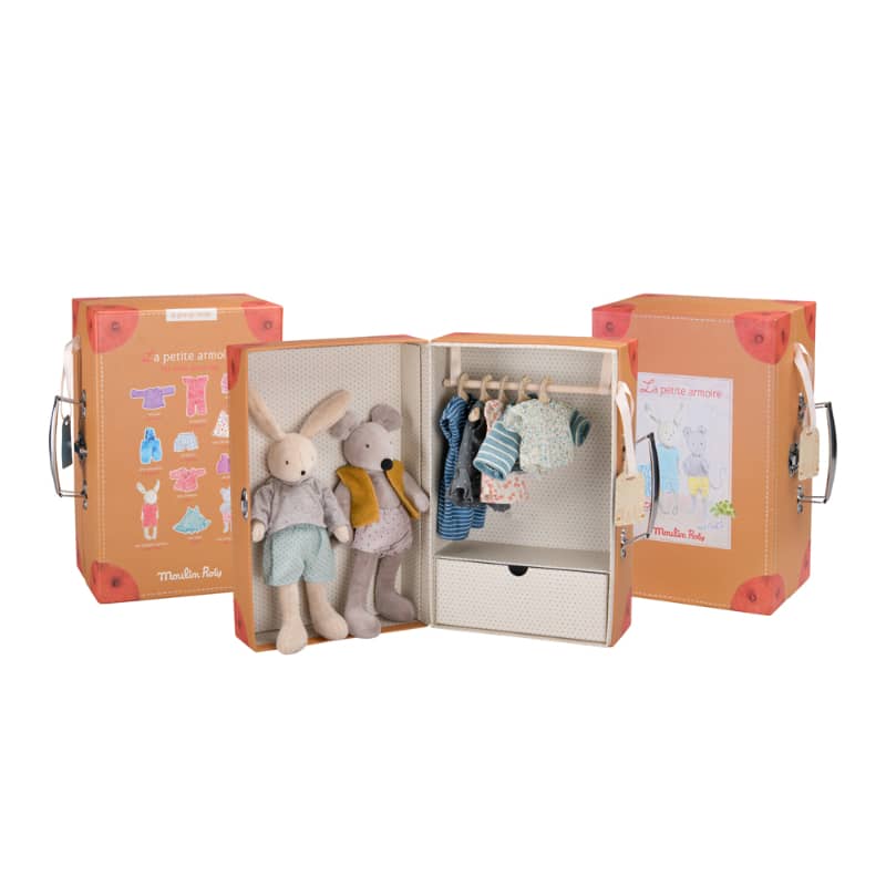 Speedy Monkey Suitcase - Rabbit & Mouse Wardrobe - Stuffed Toy - Moulin Roty-Speedy Monkey-Little Giant Kidz