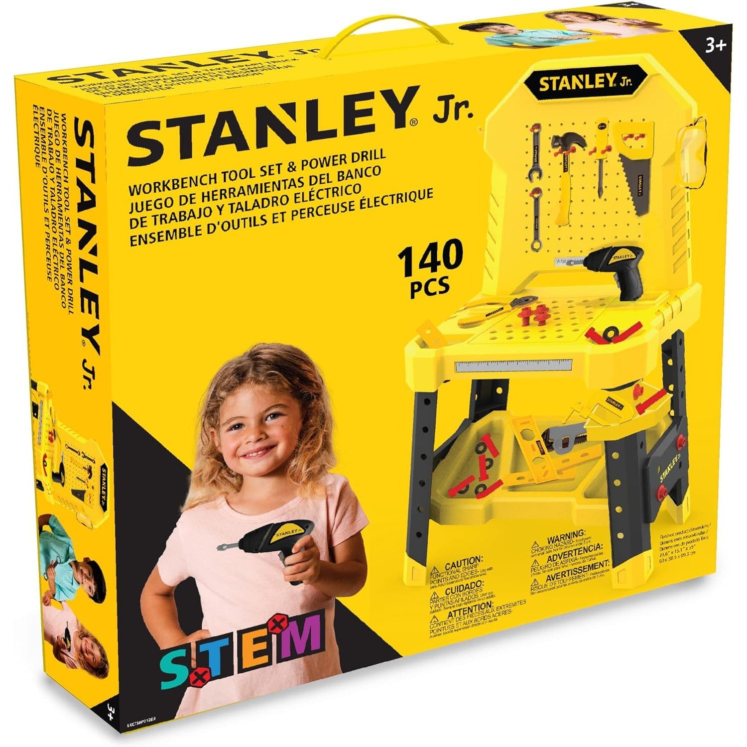 Stanley Jr. Pretend Play Workbench & Power Drill Toolset-Red Toolbox-Little Giant Kidz